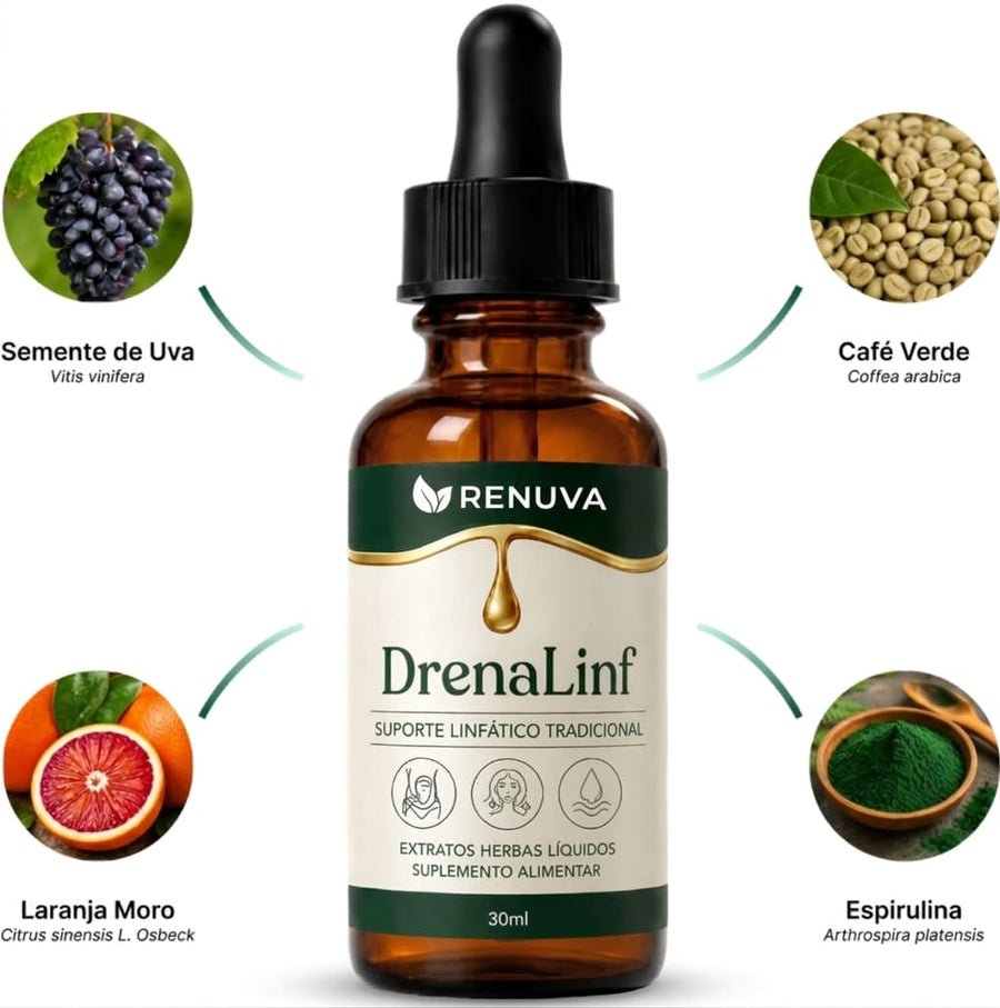 Frasco DrenaLinf com os quatro ativos vegetais